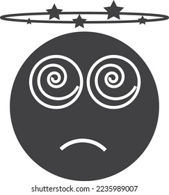 Dizziness icon, dizzy emotion icon vector black vector