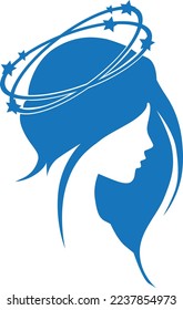 Dizziness icon, girl sickness icon blue vector