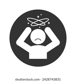 Dizziness icon, headache person, feeling dizzy, vertigo discomfort, editable stroke vector illustration