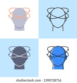 Dizziness icon set in flat and line styles