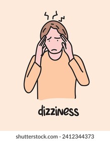 Dizziness illness hand drawing vector illustration