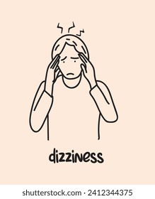 Dizziness illness hand drawing vector illustration