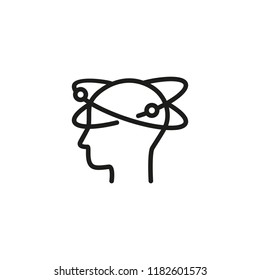 Dizziness line icon. Head, profile, orbits. Health care concept. Can be used for topics like brain disease, vertigo, symptoms