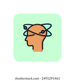 Dizziness line icon. Head, profile, orbits. Health care concept. Can be used for topics like brain disease, vertigo, symptoms