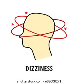 Dizziness. Logo or icon template in colored linear style isolated on white background. Eps10
