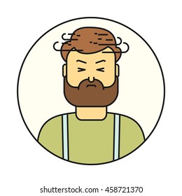 Dizziness man line style icon. 