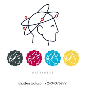 Dizziness - Neurological Disorder of Brain - Stock Icon as EPS 10 File