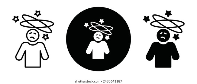 Dizziness outline icon collection or set. Dizziness Thin vector line art