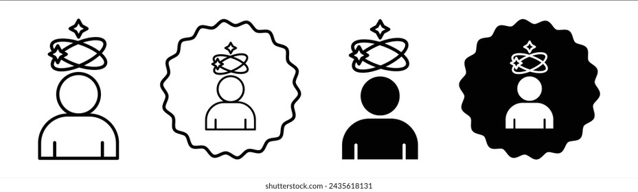 Dizziness set in black and white color. Dizziness simple flat icon vector