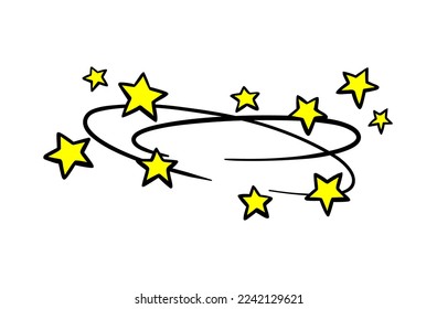 Dizziness with stars. Comic book style symbol.