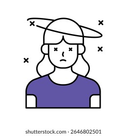 Ícone de estilo de ilustração de contorno Preenchido por vetor de tontura. Arquivo EPS 10