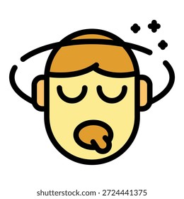 Vector del contorno del icono del vómito del mareo. Enfermedad del vómito. Síntomas de enfermedad color plano