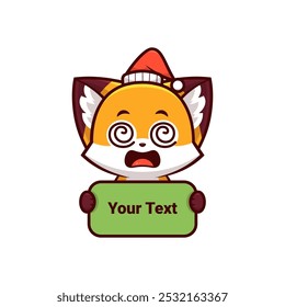 dizzy christmas fox holding text label