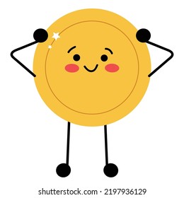 dizzy Coin character design. wallpaper. free space for text. coin vector.