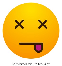 Dizzy or dead face emoji with X eyes and tongue out, expressing exhaustion, silliness, or defeat