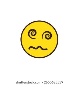 dizzy emoji face with spiral eyes and wavy mouth . emoticon face feeling bad. vector illustration