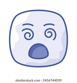 Dizzy emoji icon, dizziness expression vector design