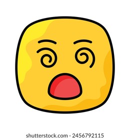 Dizzy emoji icon, dizziness expression vector design