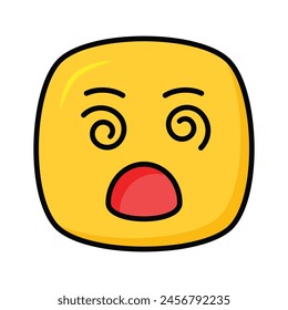 Dizzy emoji icon, dizziness expression vector design