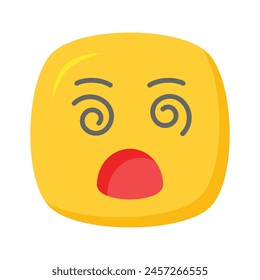 Dizzy emoji icon, dizziness expression vector design