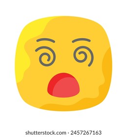 Dizzy emoji icon, dizziness expression vector design