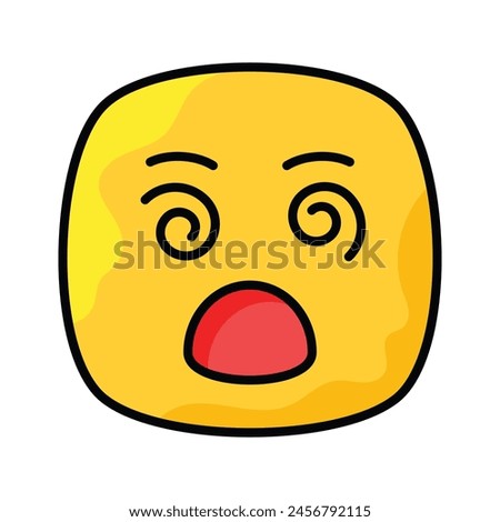 Dizzy emoji icon, dizziness expression vector design