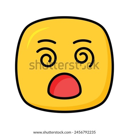 Dizzy emoji icon, dizziness expression vector design