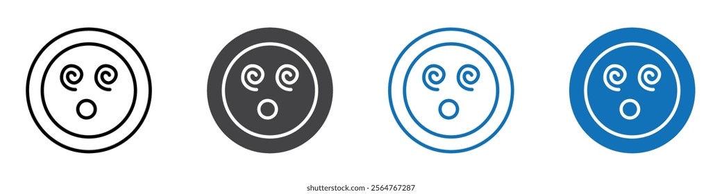 Dizzy emoji icon flat editable icon mark set.