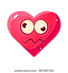 Dizzy Emoji, Pink Heart Emotional Facial Expression Isolated Icon With Love Symbol Emoticon Cartoon Character