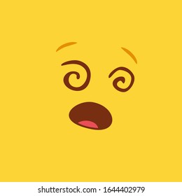 Dizzy emoji in yellow background. Flat style