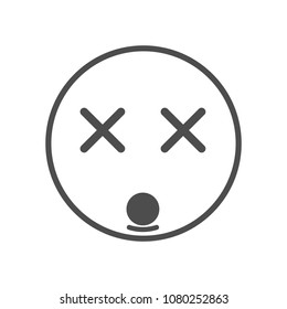 Dizzy emoticon face. Vector emoji with cross-eyed face. Smiley icon	
