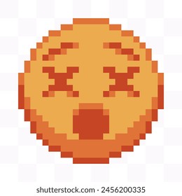 Dizzy face, 8-bit Emoji pixel art, Handcrafted and pixel-perfect for use in both digital and print