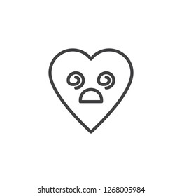 Dizzy Face emoticon outline icon. linear style sign for mobile concept and web design. Shocked heart face character emoji line vector icon. Symbol, logo illustration. Pixel perfect vector graphics