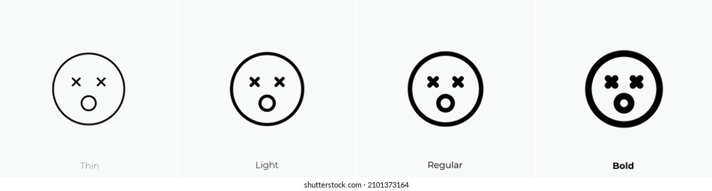 dizzy face icon. Thin, Light Regular And Bold style design isolated on white background