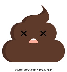 Dizzy Face stinky poop shit emoji flat icon, vector sign, colorful pictogram isolated on white. Symbol, logo illustration. Flat style design