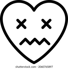 dizzy face vector thin line  icon