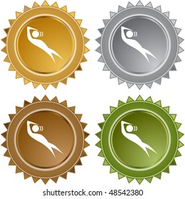 Dizzy figure web button isolated on a background