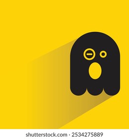 dizzy ghost emoji with shadow on yellow background