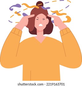 Dizzy head person. Hangover headache. Migraine icon isolated on white background