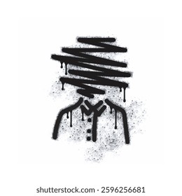 Dizzy head spray icon isolated on white background. Dizzy head graffiti icon sprayed in black on white background. Vector illustration.