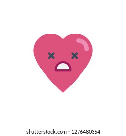 Dizzy heart face character emoji flat icon, vector sign, colorful pictogram isolated on white. Dizzy Face emoticon symbol, logo illustration. Flat style design