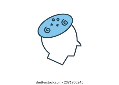 dizzy icon. head with chaos. icon related to confusion. flat line icon style. simple vector design editable