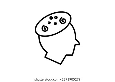 dizzy icon. head with chaos. icon related to confusion. line icon style. simple vector design editable