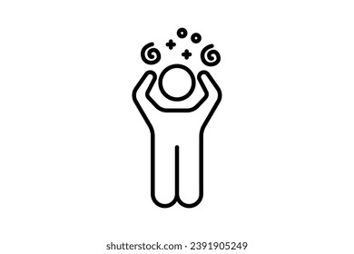 dizzy icon. human scratching the head with chaos. icon related to confusion. line icon style. simple vector design editable