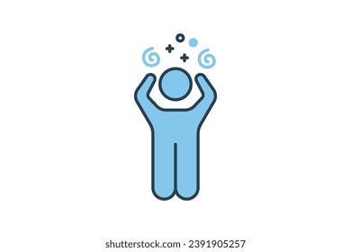 dizzy icon. human scratching the head with chaos. icon related to confusion. flat line icon style. simple vector design editable