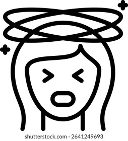 dizzy icon illustration design with outline, this is not made from any AI generation