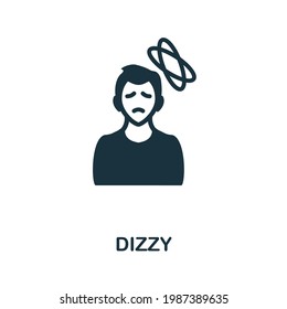 Dizzy icon. Monochrome simple element from coronavirus symptoms collection. Creative Dizzy icon for web design, templates, infographics and more