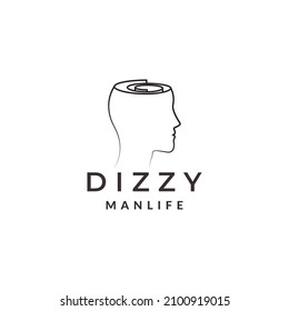 dizzy man head line logo symbol icon vector graphic design illustration idea creative 