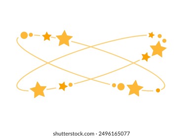 Dizzy and vertigo, hangover icon, yellow stars and circles rotate in orbits vector illustration