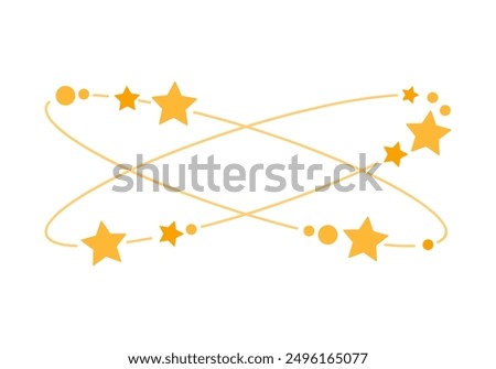 Dizzy and vertigo, hangover icon, yellow stars and circles rotate in orbits vector illustration